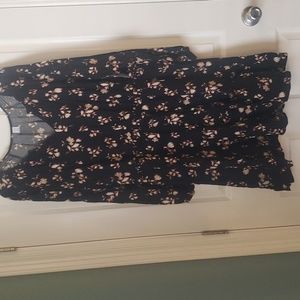 Black long sleeve floral dress.